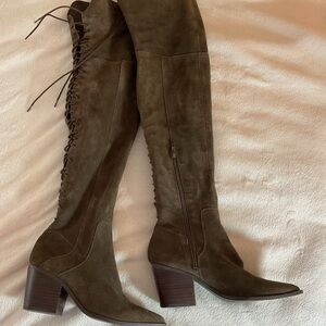 Aldo Olive Suede Over-the-Knee Lace-Up Boots